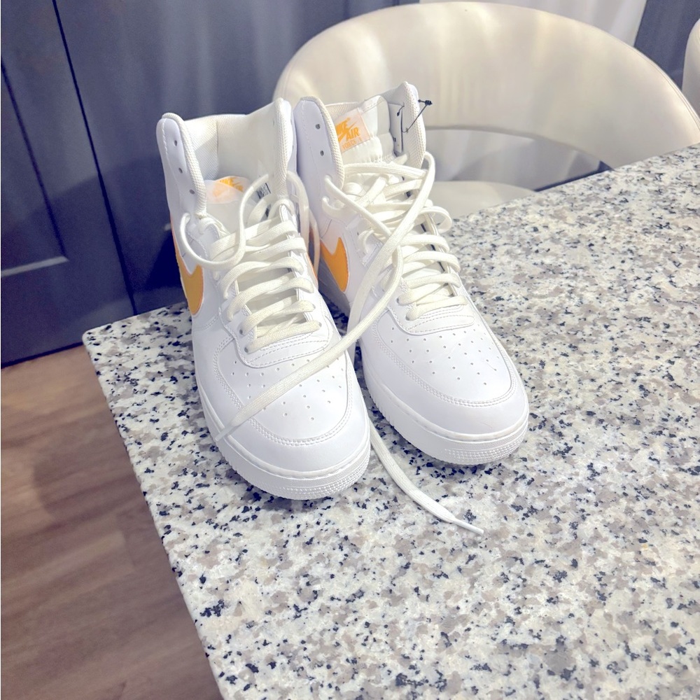 White University Gold Airforce 1 high top